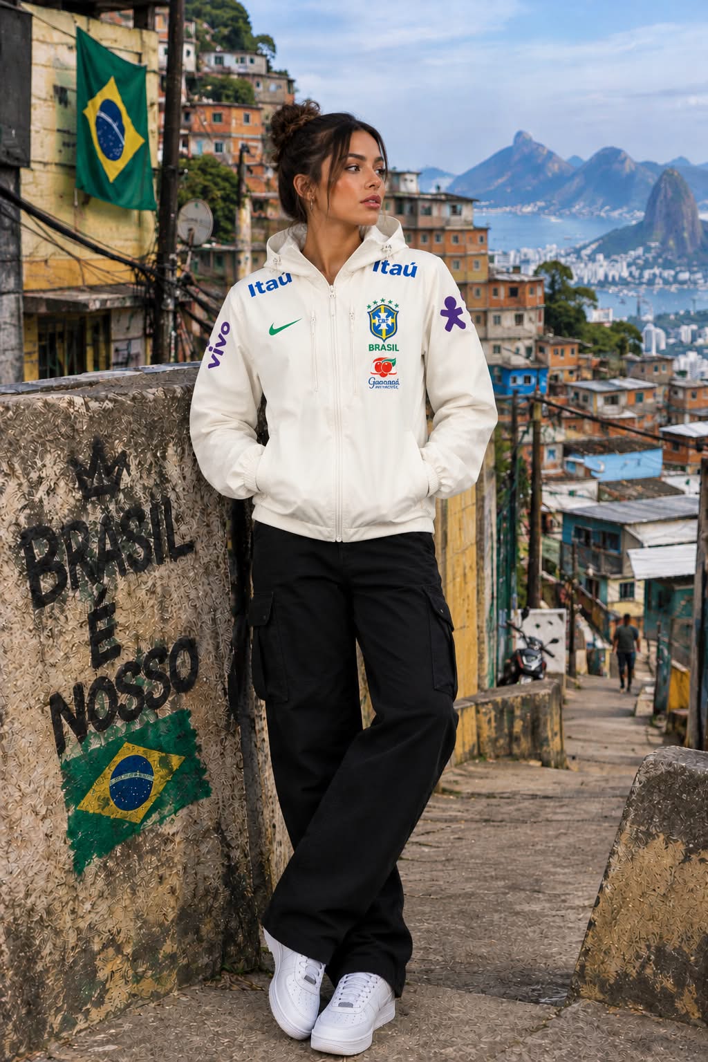 Veste Brésil Blanc Cassé, coupe-vent Brasil à capuche | Maison Tribune