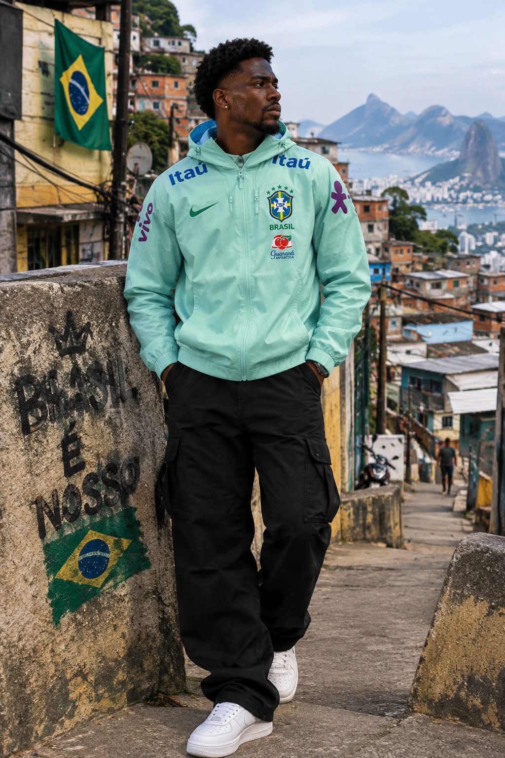 Veste Brésil Menthe, coupe-vent Brasil à capuche | Maison Tribune