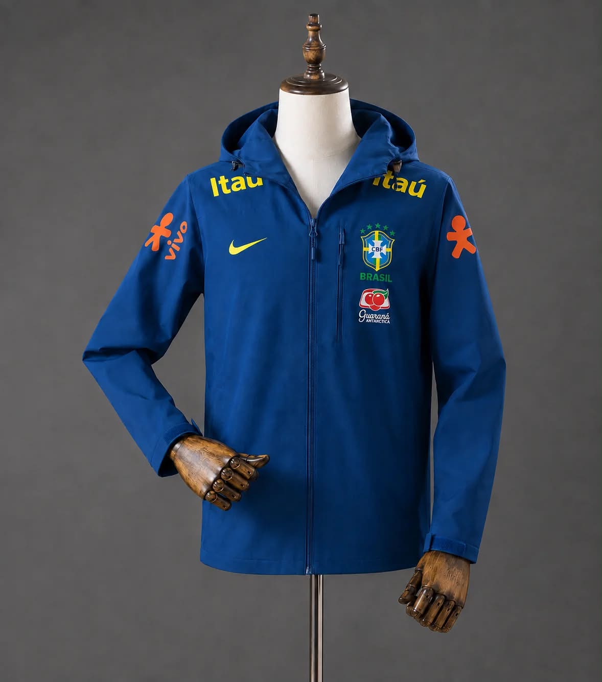 Veste Brésil Bleu Royal, coupe-vent Brasil à capuche | Maison Tribune