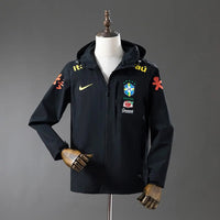 Veste Brésil Noire, coupe-vent Brasil à capuche | Maison Tribune